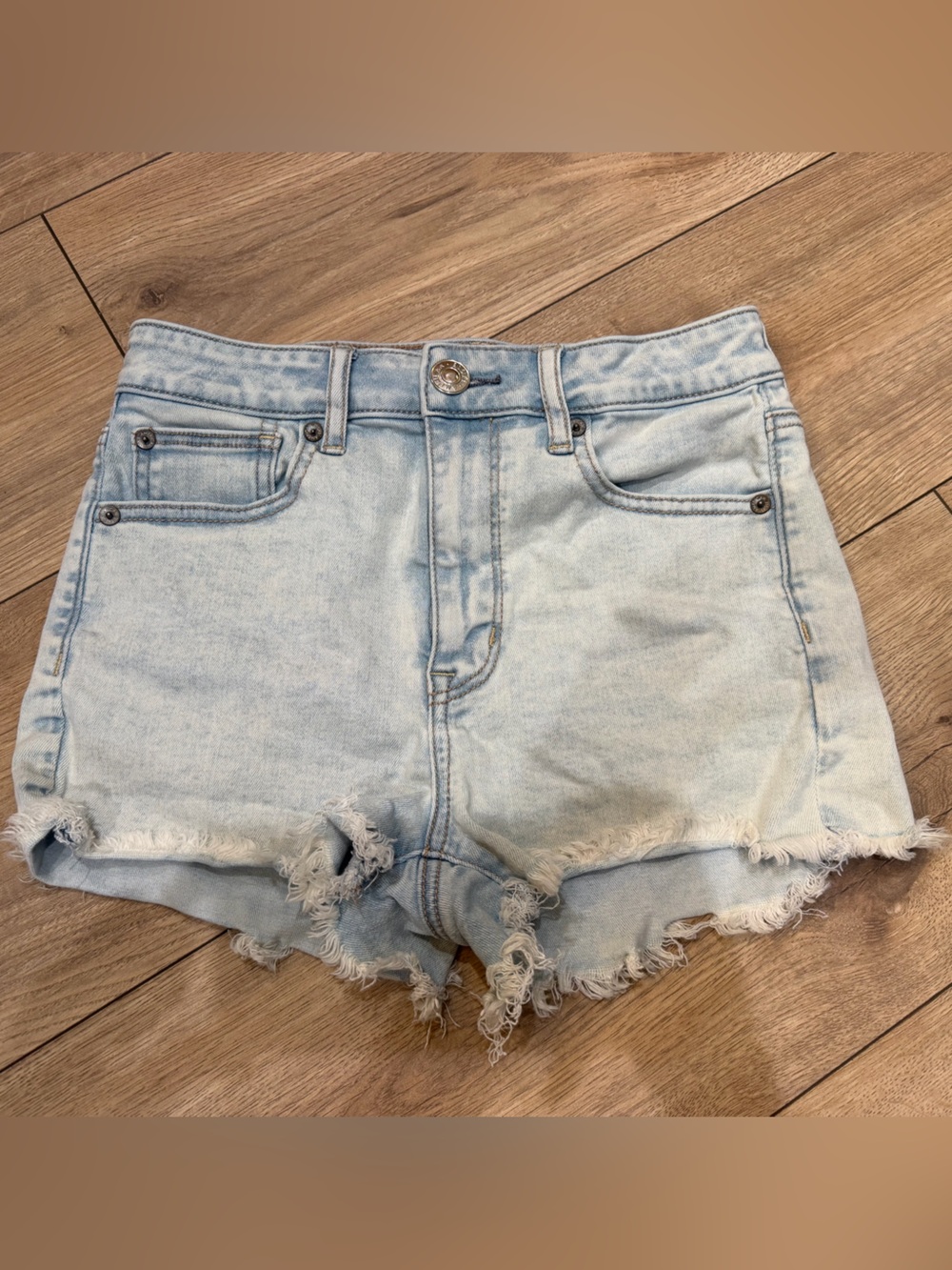 American Eagle Outfitters Light Blue Distressed Denim Shorts